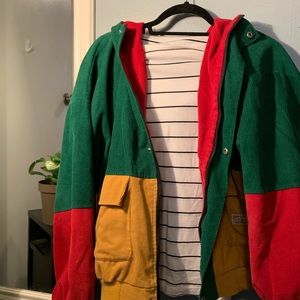 multicolored corduroy hoodie